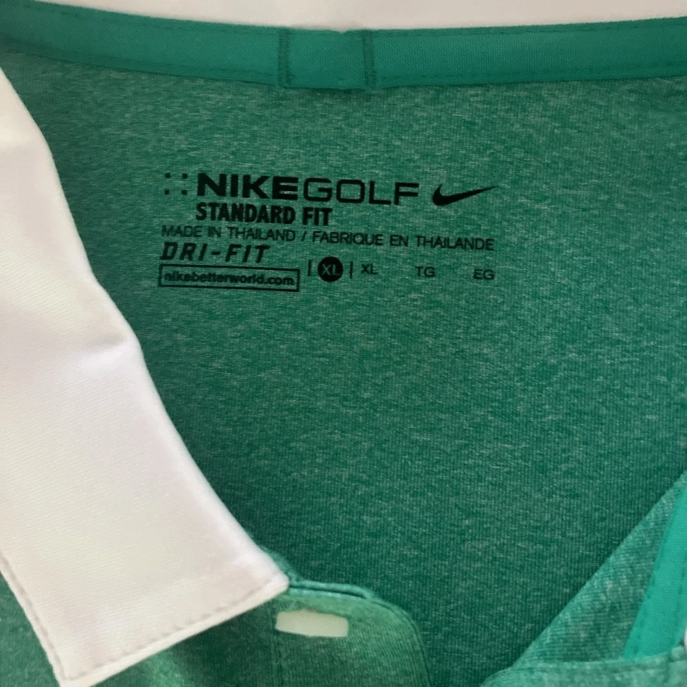 Nike Golf Polo Shirt Mens XL Green Stripe Dri-Fit Barefoot Resort Golf Club Logo